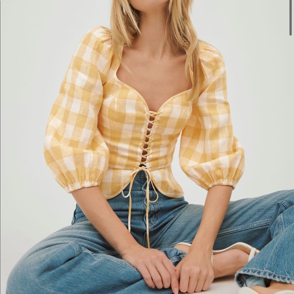 NWOT Reformation Barrett Linen Top